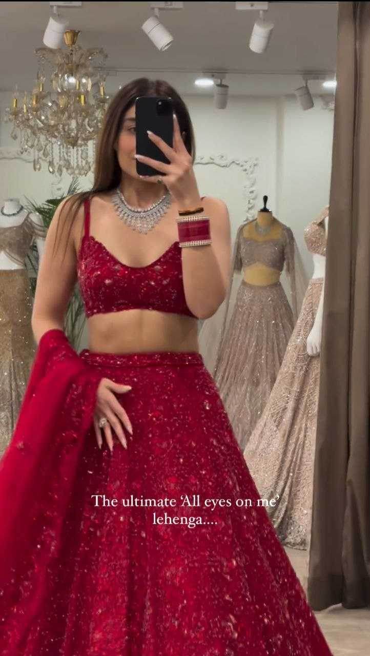 Vichitra Silk Sequins Lehenga With Cancan - MYLUXURY LANE ENTERPRISE
